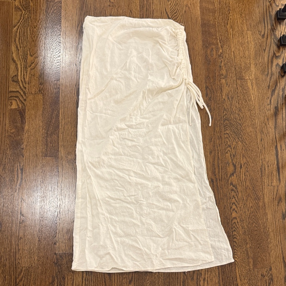 Bershka long linen maxi skirt with a large slit detail